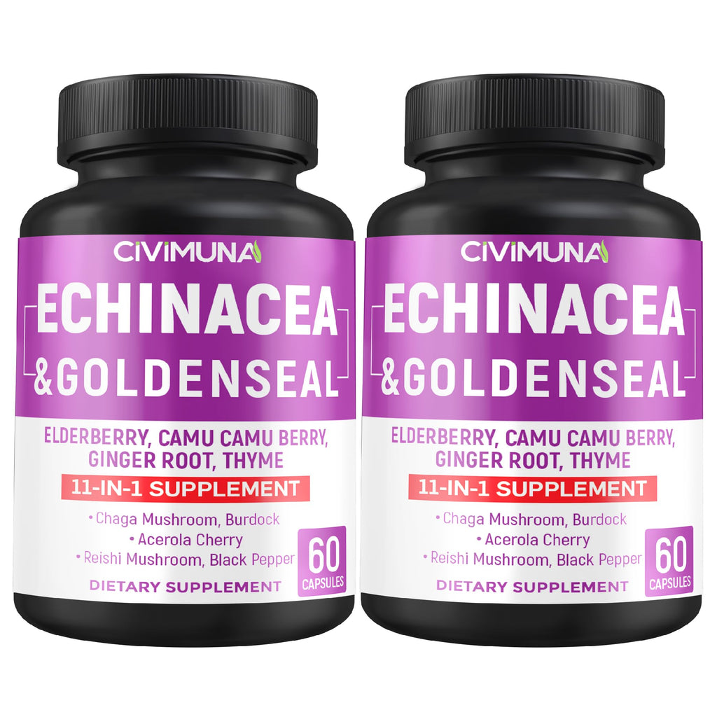CIVIMUNA Echinacea Capsules with Goldenseal & Elderberry - 120 Capsules
