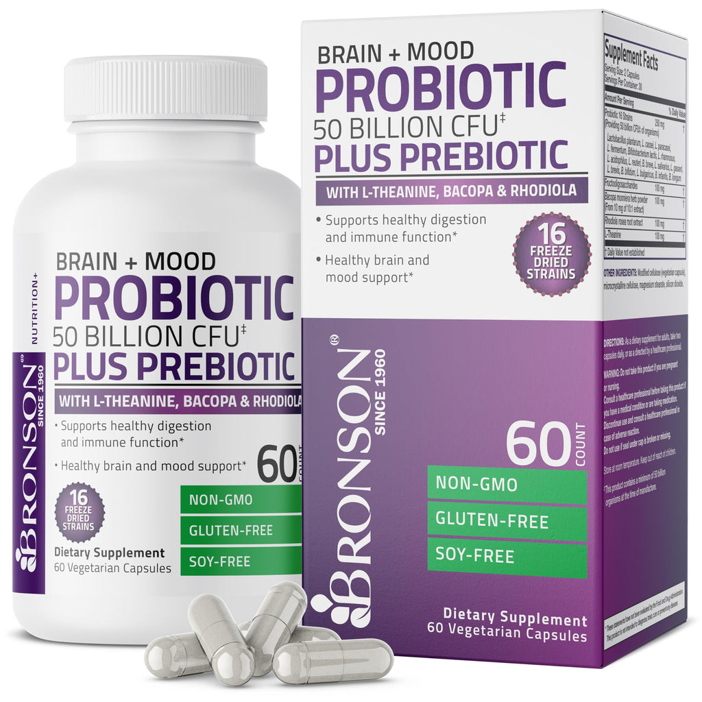 Bronson Brain + Mood Probiotic 50 Billion CFU - 60 Capsules