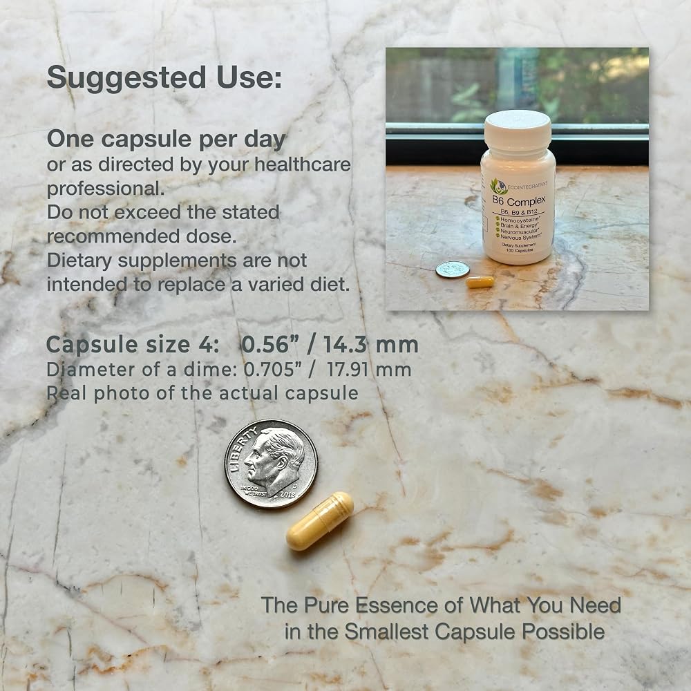 EcoIntegratives Vitamin B6 B9 Folate & B12 - 100 Capsules - image 3