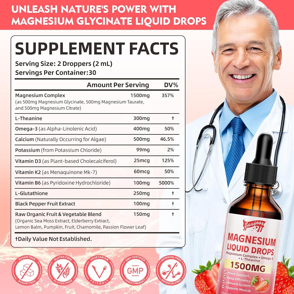 Saajoor Magnesium Glycinate Liquid Drops