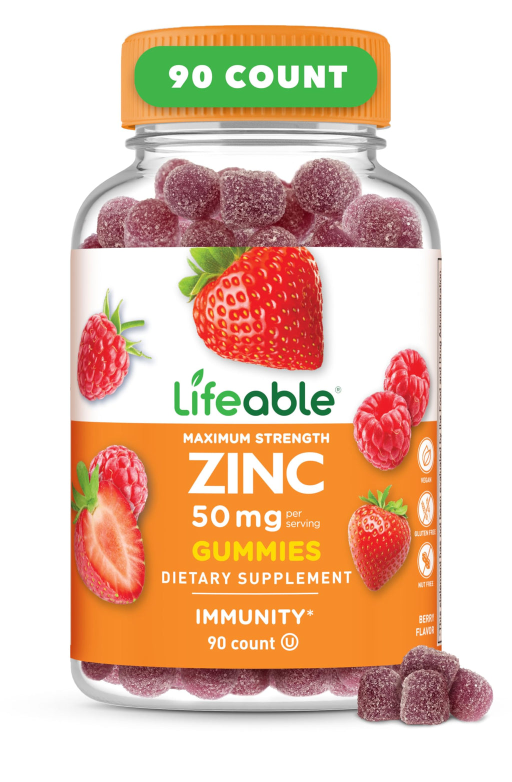 Lifeable Zinc Gummies Maximum Strength 50 mg - 90 Count