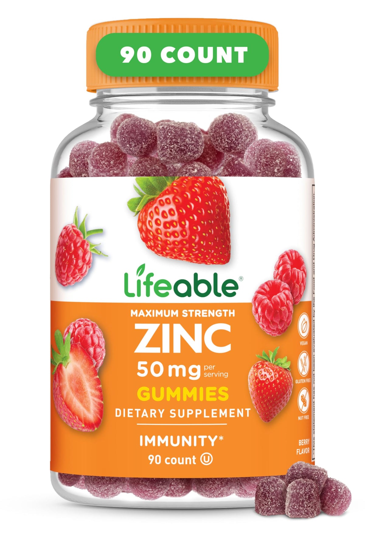 Lifeable Zinc Gummies Maximum Strength 50 mg - 90 Count