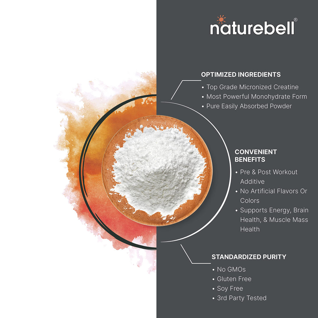 NatureBell Instant Creatine Monohydrate Powder 5,000mg Per Serving