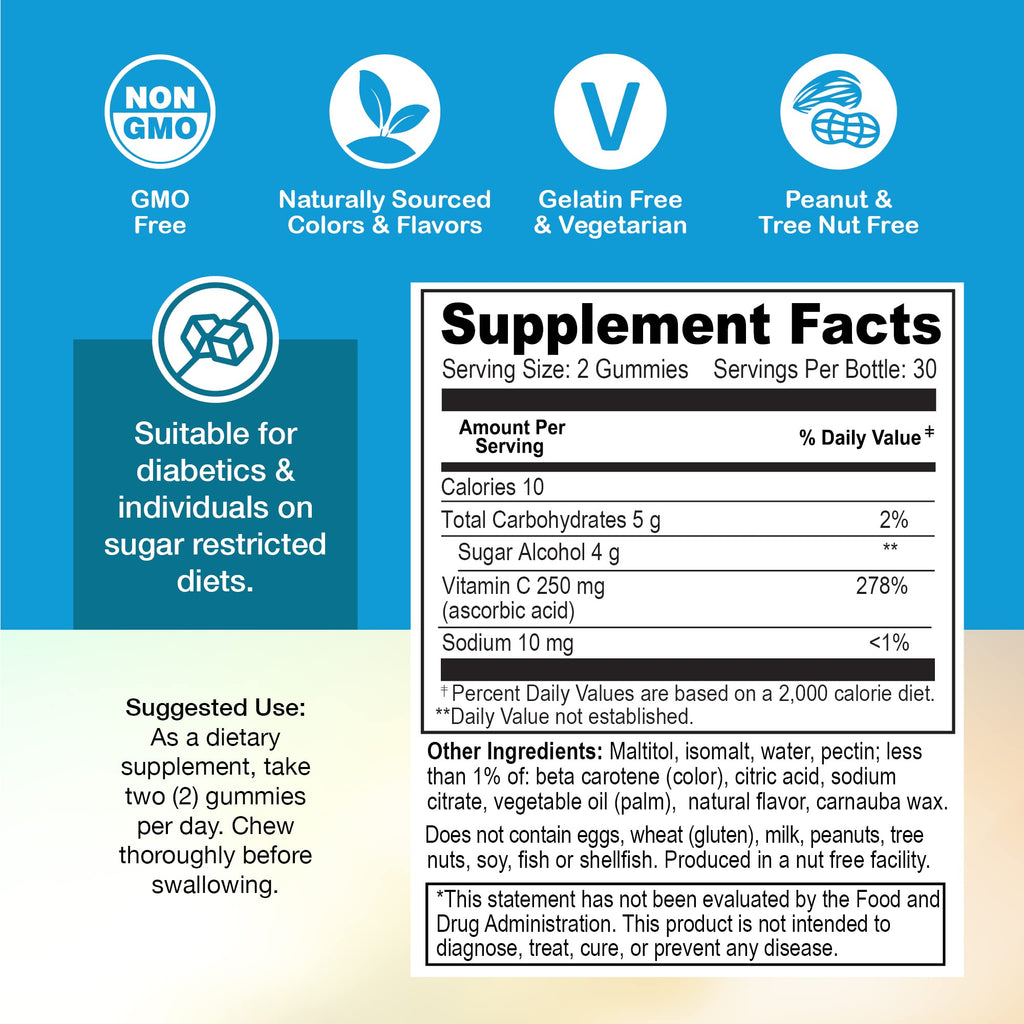 YUM-V'S Sugar Free Vitamin C Gummies 250 mg - 60 Count - image 3
