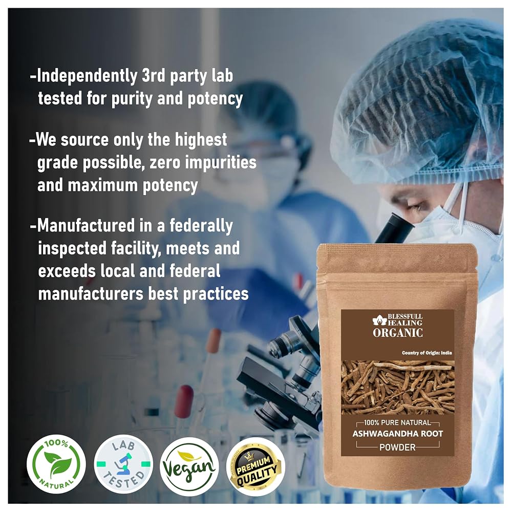 Blessfull Healing Organic Ashwagandha Root Powder 100% Pure Natural