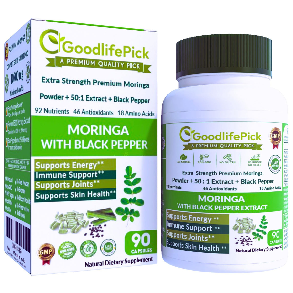 GoodlifePick Premium Moringa Capsules with Black Pepper
