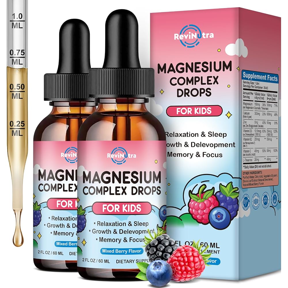 ReviNutra Kids Magnesium Glycinate Liquid Drops, Magnesium for Kids