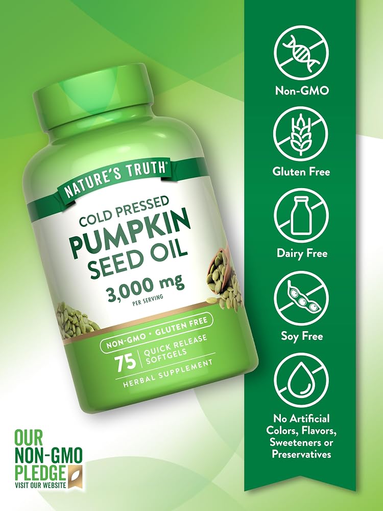 Nature's Truth Pumpkin Seed Oil 3000mg - 75 Softgels - image 3