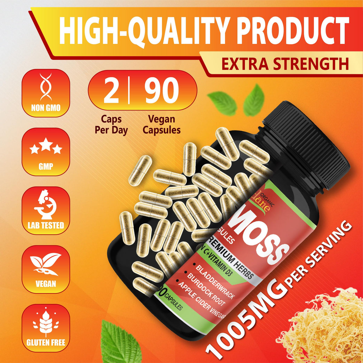Organic Cadane Irish Sea Moss Extract Capsules - 90 Vegetarian Capsules - image 8
