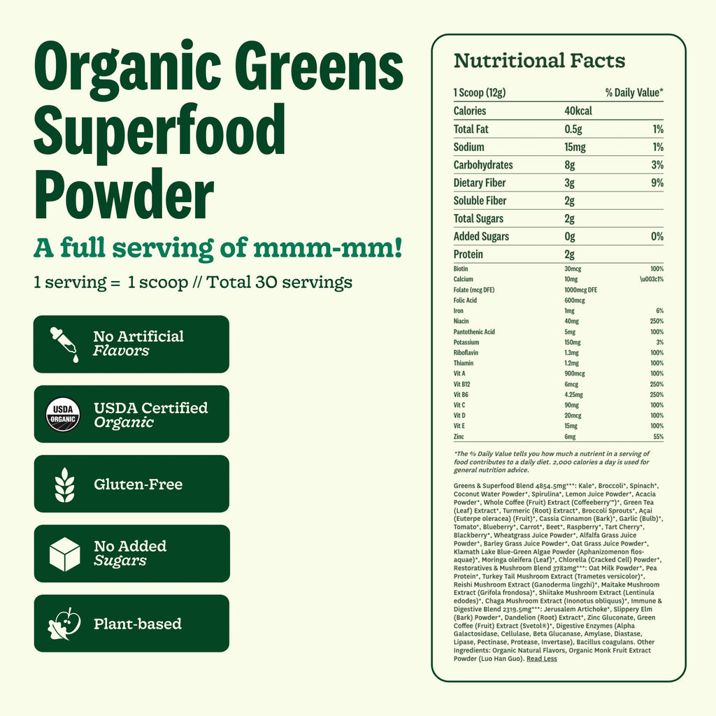 Suja Organic Greens Powder with Probiotics for Immune Support - 30 Servings - image 6