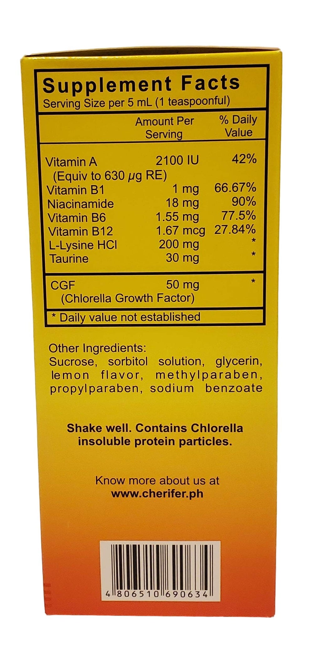 Cherifer Syrup Chlorella Growth Factor with Taurine & Lysine - 2 x 240ml - image 3