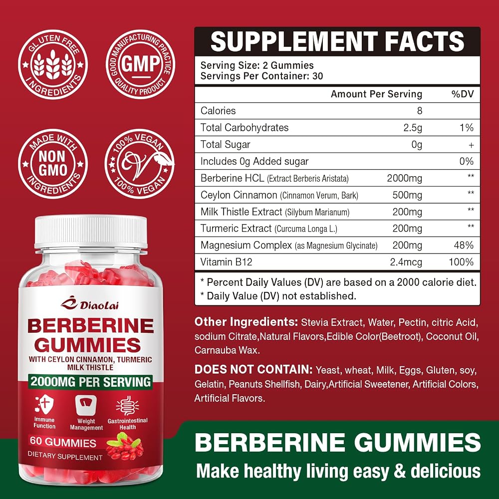 DIAOLAI Berberine Gummies 2000mg
