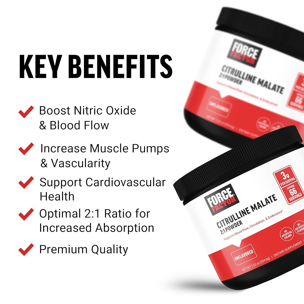 Force Factor Citrulline Malate 2:1 L-Citrulline Powder - 7 oz - image 2