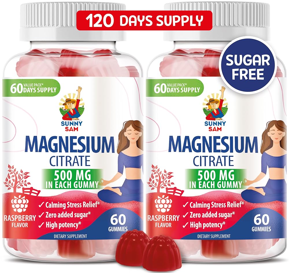 SUNNY SAM Magnesium Gummies for Kids & Adults - 500mg - Calm