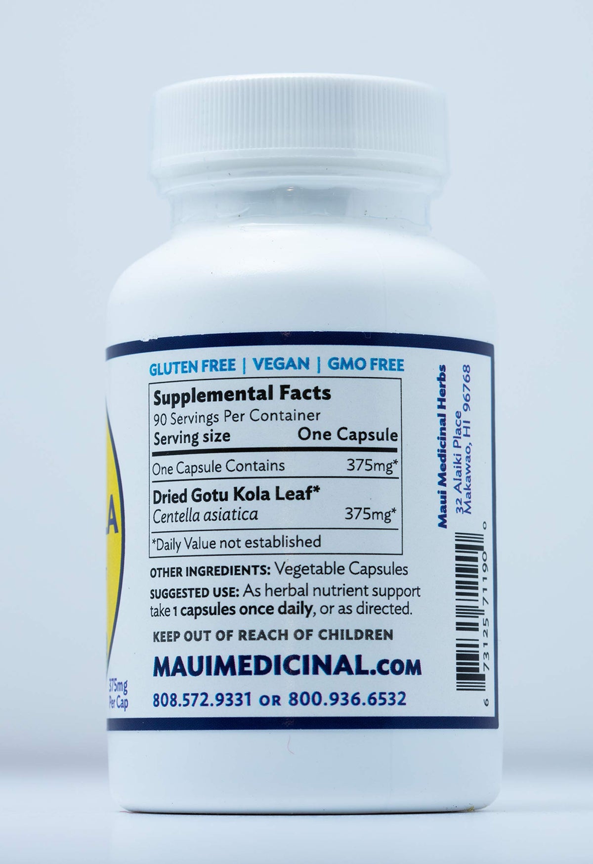 Maui Medicinal Herbs Gotu Kola 375mg - 90 Vegetarian Capsules - image 2