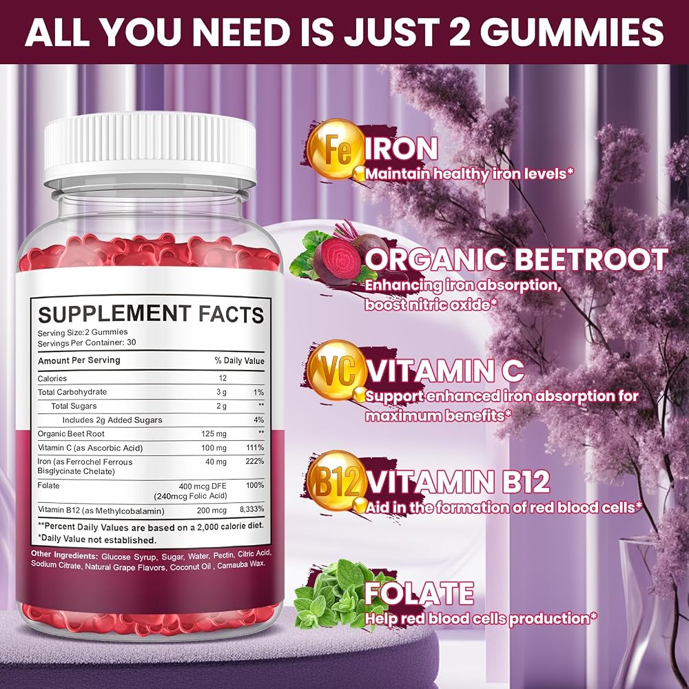 Hovika Iron Gummies Supplement for Women & Men