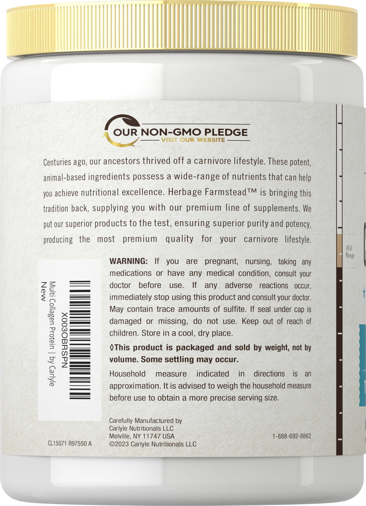 Carlyle Multi Collagen Peptides Powder Types I II III V X - 9 oz - image 3