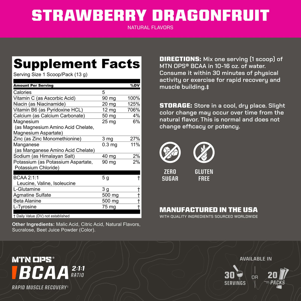 MTN OPS BCAA Powder for Muscle Recovery - 14.1 oz - image 2
