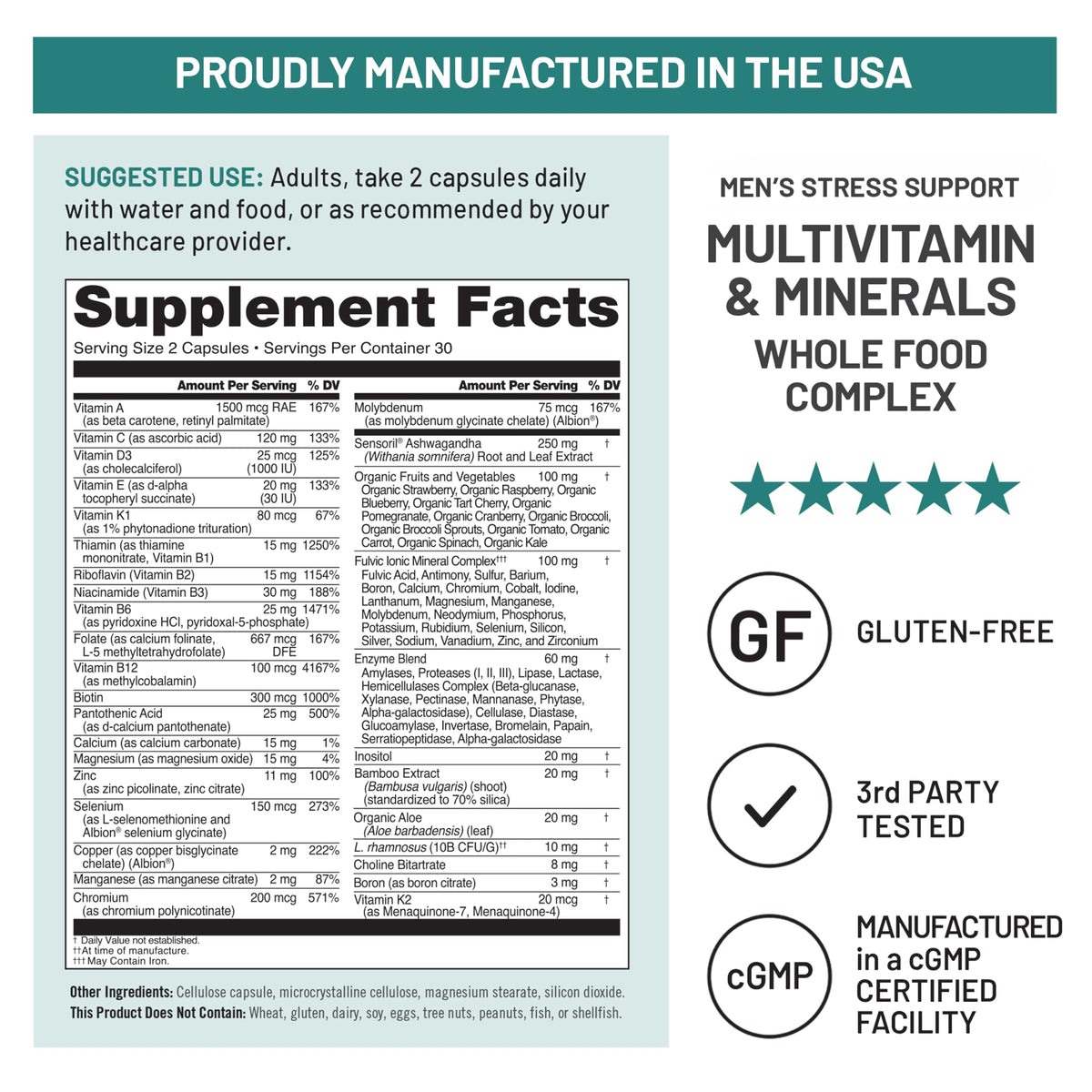 NatureWise Men's Multivitamin with Stress Support - 60 Capsules - image 5