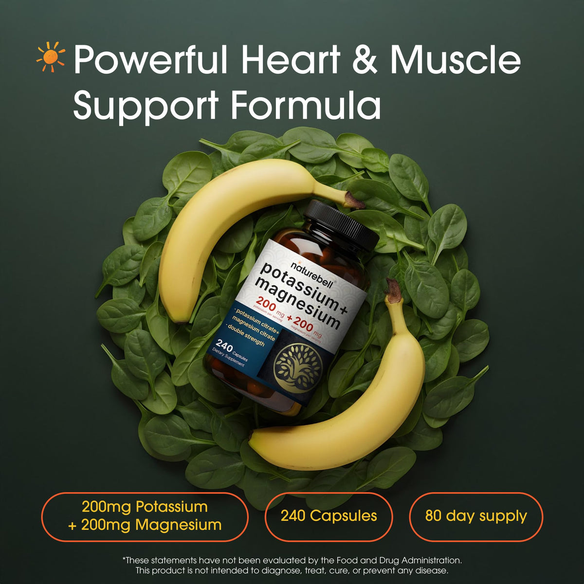 NatureBell Potassium Magnesium Electrolyte Support - 240 Capsules - image 2