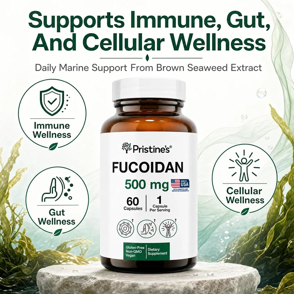 PRISTINE'S Fucoidan 500mg Brown Seaweed Extract Capsules - 60 Count - image 4