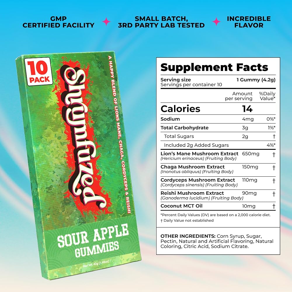 Shrumfuzed Mushroom Gummies Sour Apple - 10 Count - image 4