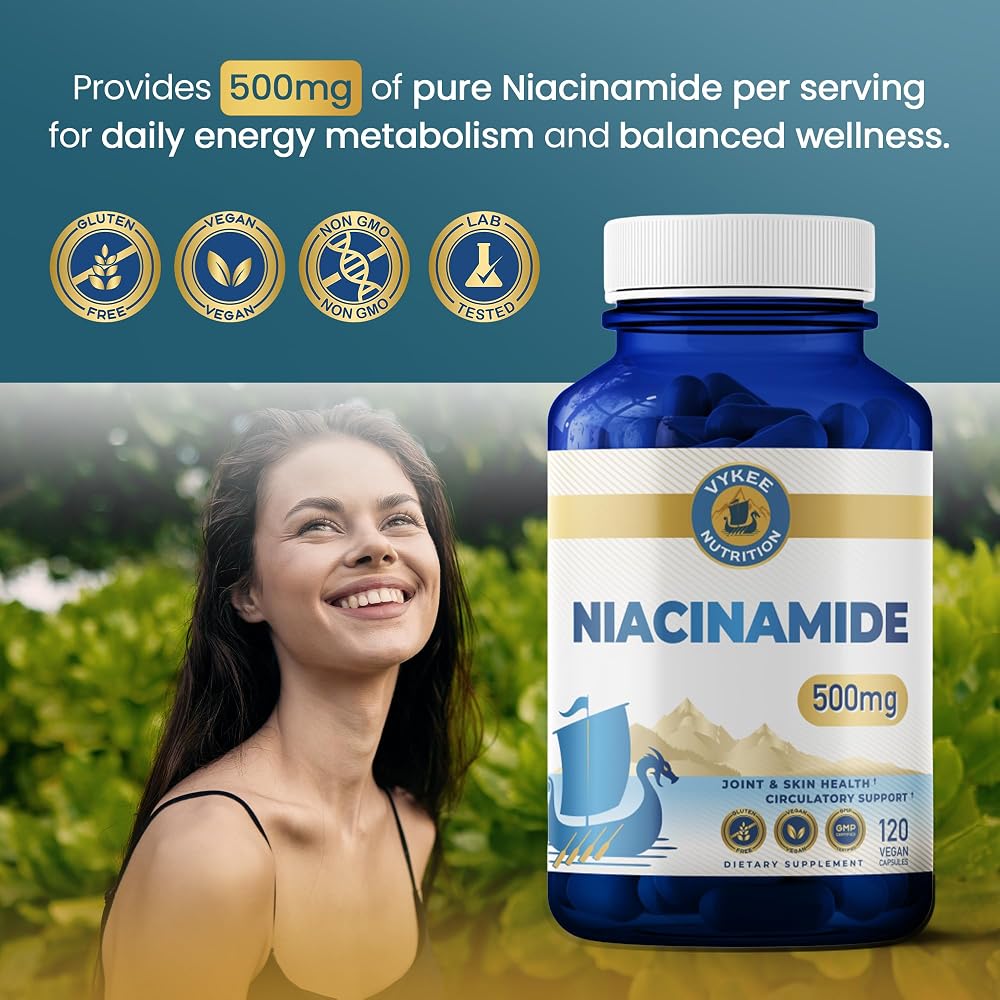 Vykee Nutrition Niacinamide Vitamin B3 500 mg - 120 Capsules - image 4