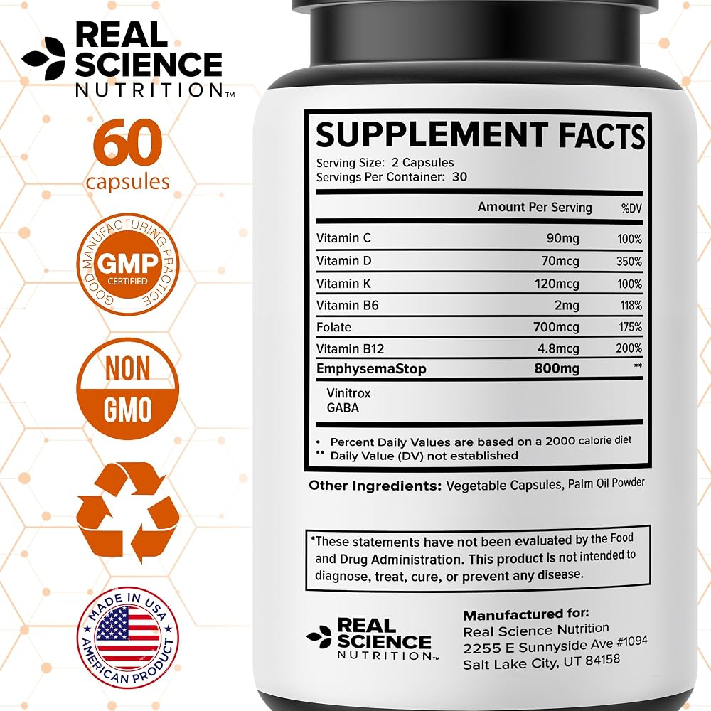 Real Science Nutrition Empha Lung Support Supplement - 60 Capsules - image 7