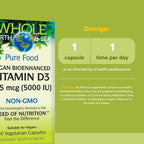 Natural Factors Whole Earth & Sea Vitamin D3 5000 IU - 60 Vegetarian Capsules - image 3
