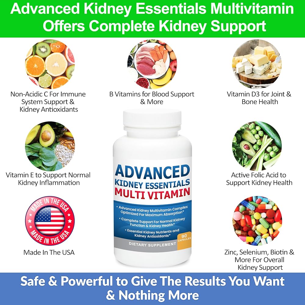 Advanced Kidney Essentials Multivitamin. Kidney Support Supplement