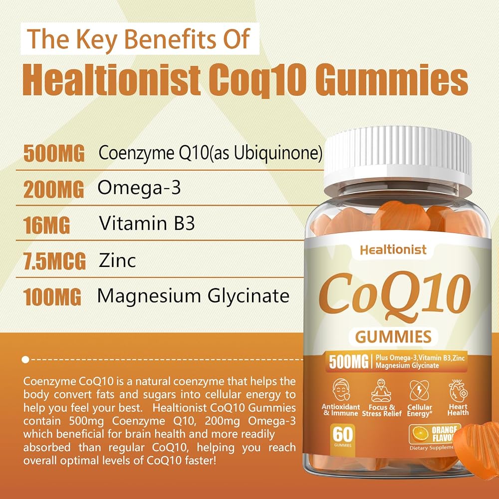 Healtionist CoQ10 500mg Gummies with Omega-3 & Magnesium - 120 Gummies - image 3