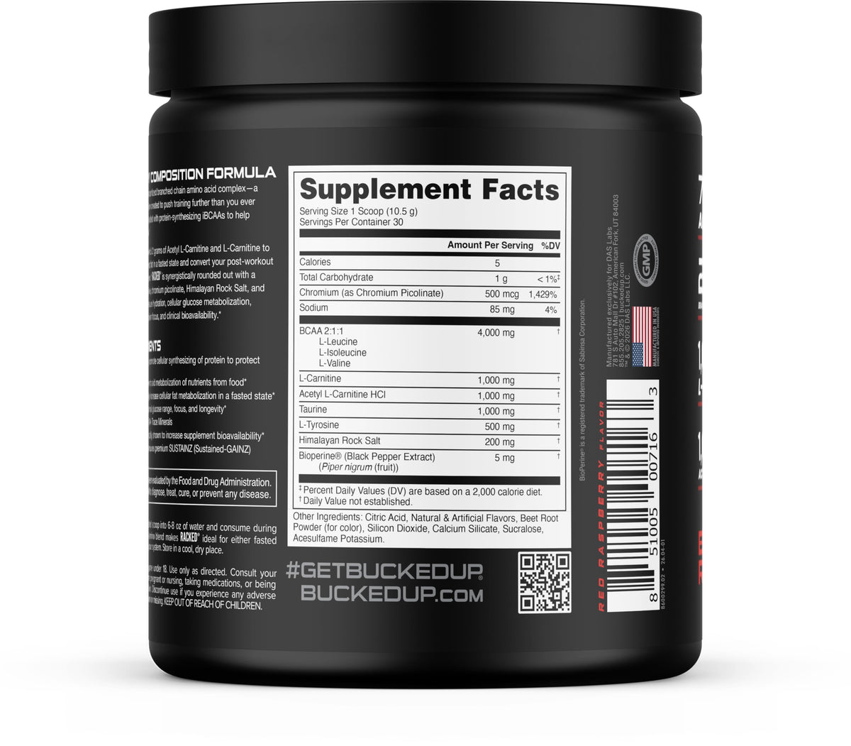Bucked Up Racked Blood Raz BCAA 2-1-1 Intra Workout Powder - 30 Servings - image 3