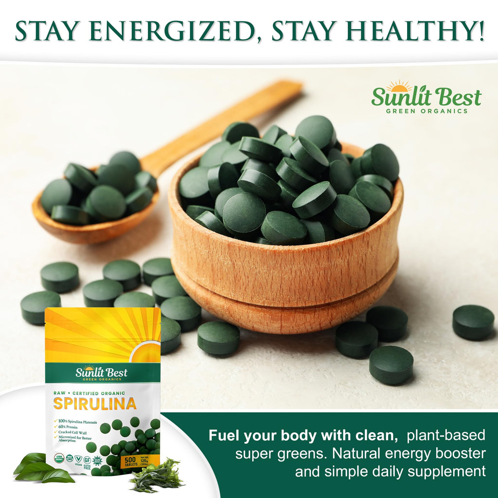 Sunlit Best - USDA Organic Spirulina Tablet - Natural Super Greens