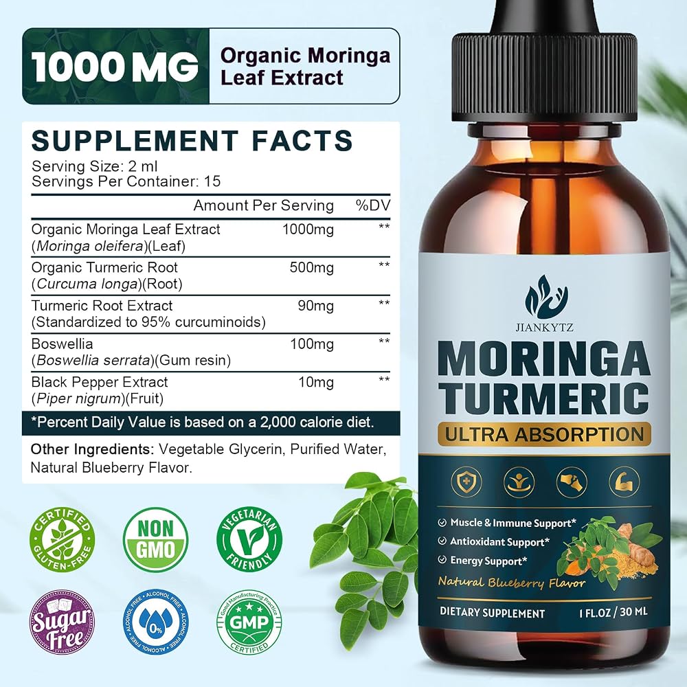 JIANKYTZ Organic Moringa Leaf Extract Liquid Drops for Women and Men