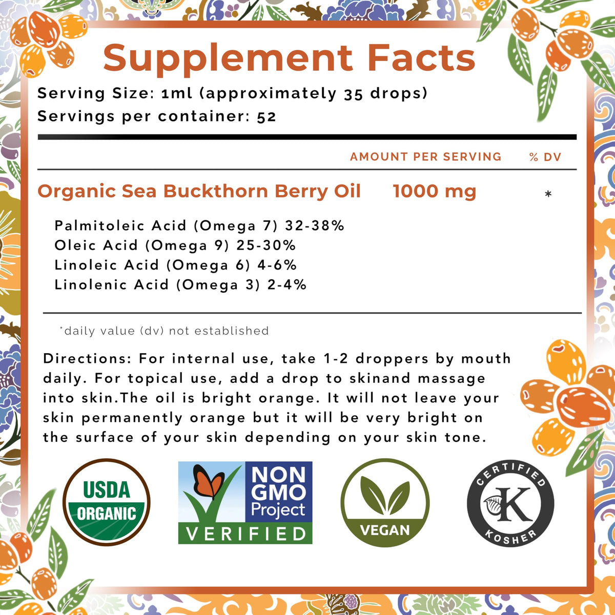 SeabuckWonders Organic Sea Buckthorn Berry Oil - 1.76 Fl Oz - image 6