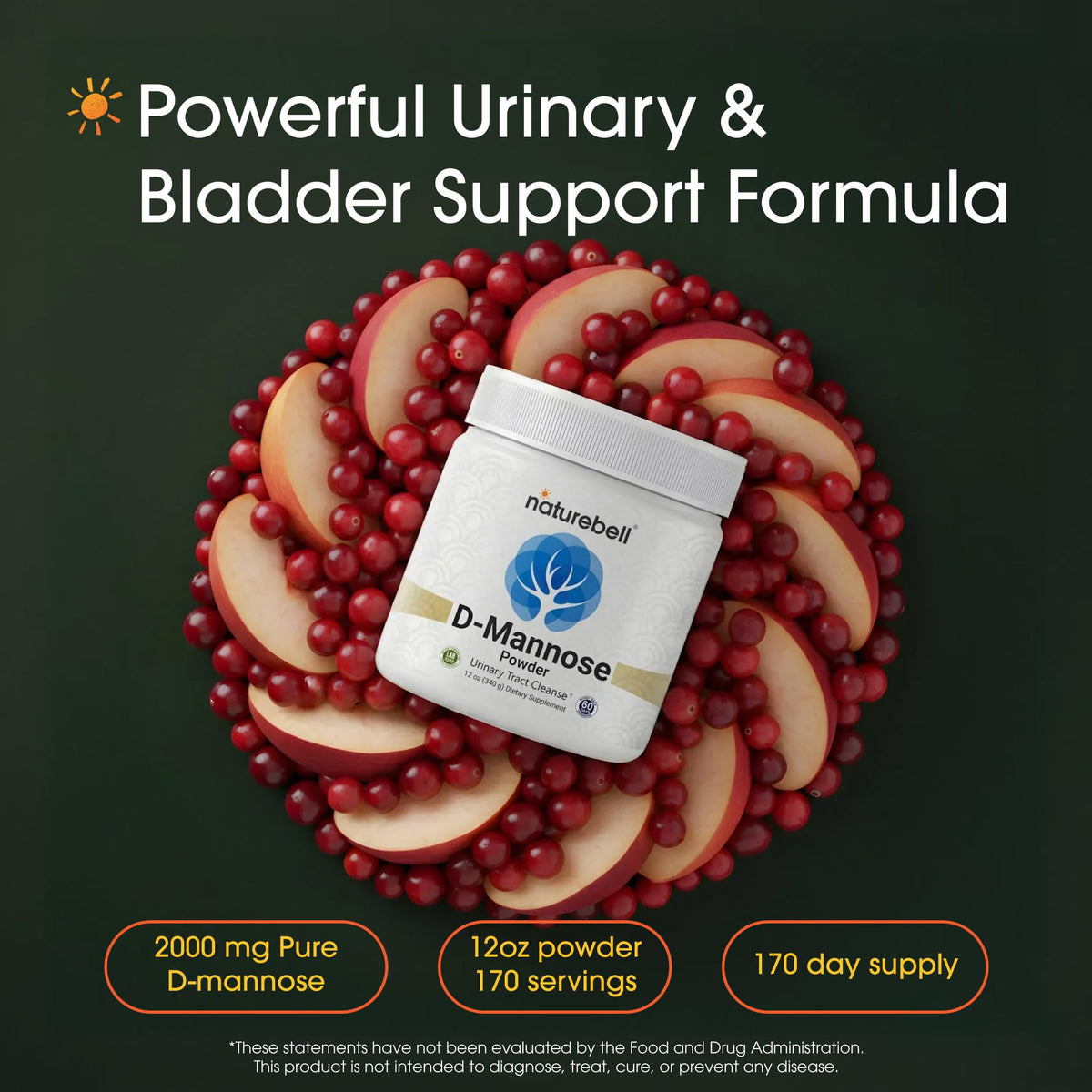 NatureBell D-Mannose Powder for Urinary Support - 12oz - image 2