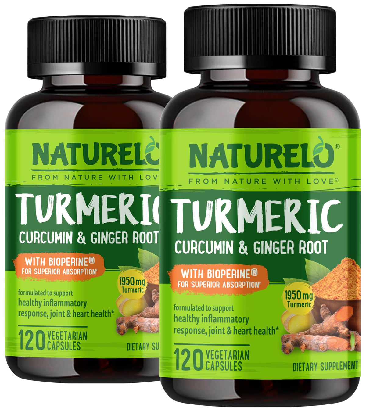 NATURELO Turmeric Curcumin with BioPerine Joint Support - 240 Capsules