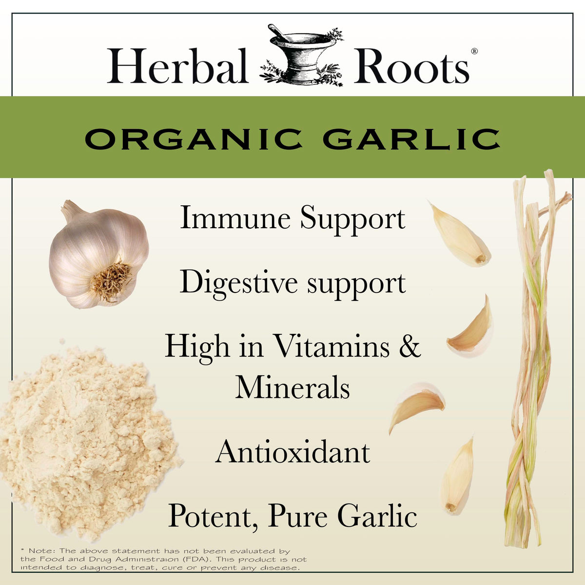 Herbal Roots Organic Garlic Pills Immune Support - 60 Vegan Capsules - image 3