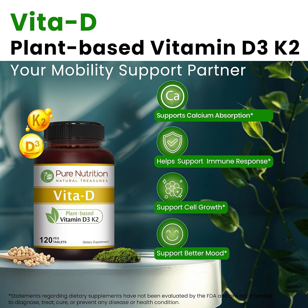 Pure Nutrition Vitamin D3 K2 Supplement - 120 Tablets - image 3