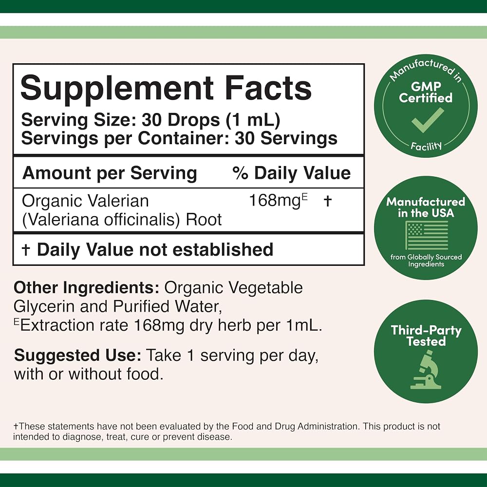 Double Wood Supplements Valerian Root Liquid Drops 168mg - 1 oz - image 2