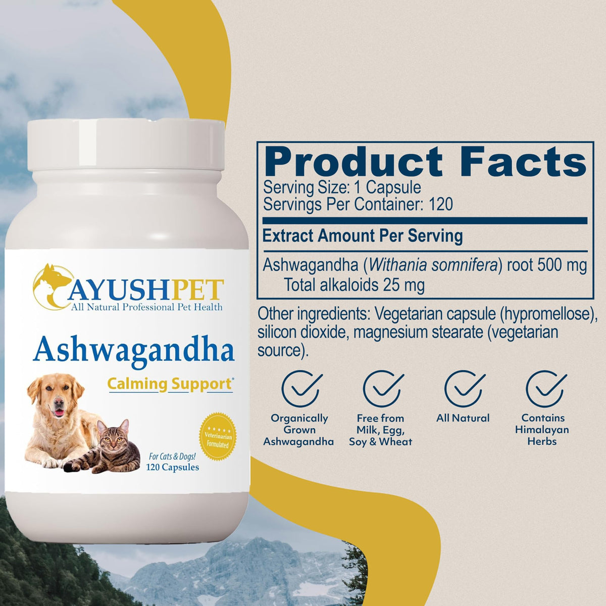 Ayush Herbs Pet Ashwagandha Capsules for Dogs & Cats - 120 Capsules - image 3