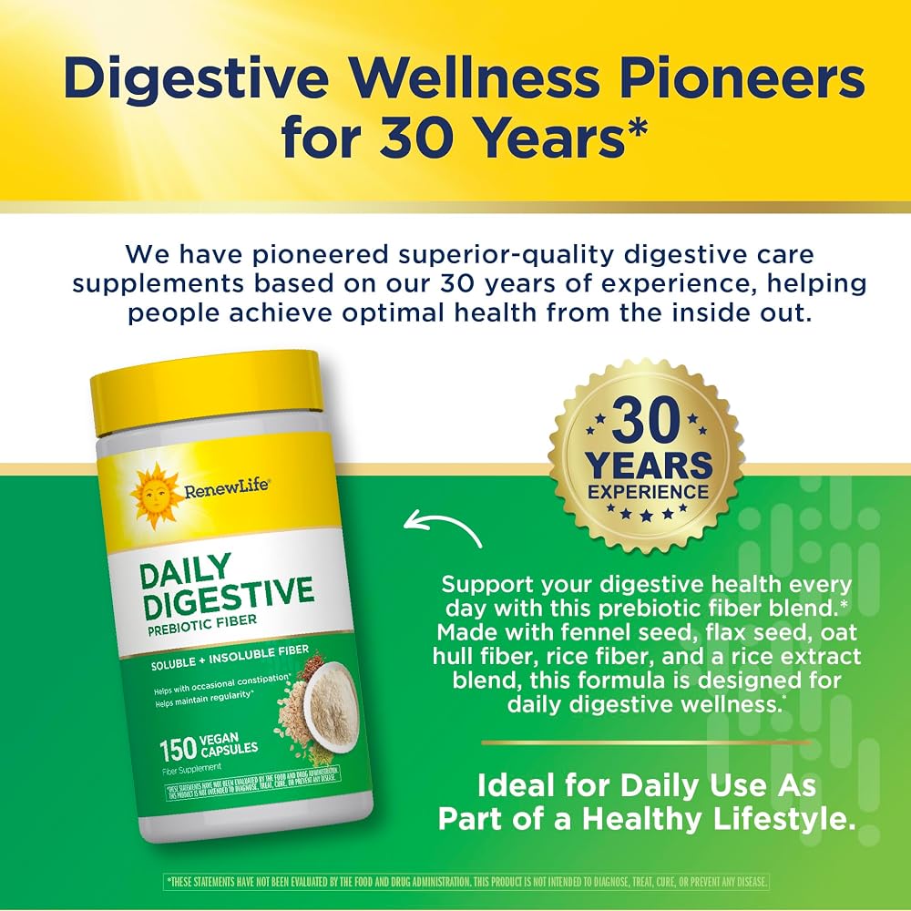 Renew Life Daily Digestive Prebiotic Fiber - 150 Vegan Capsules - image 7