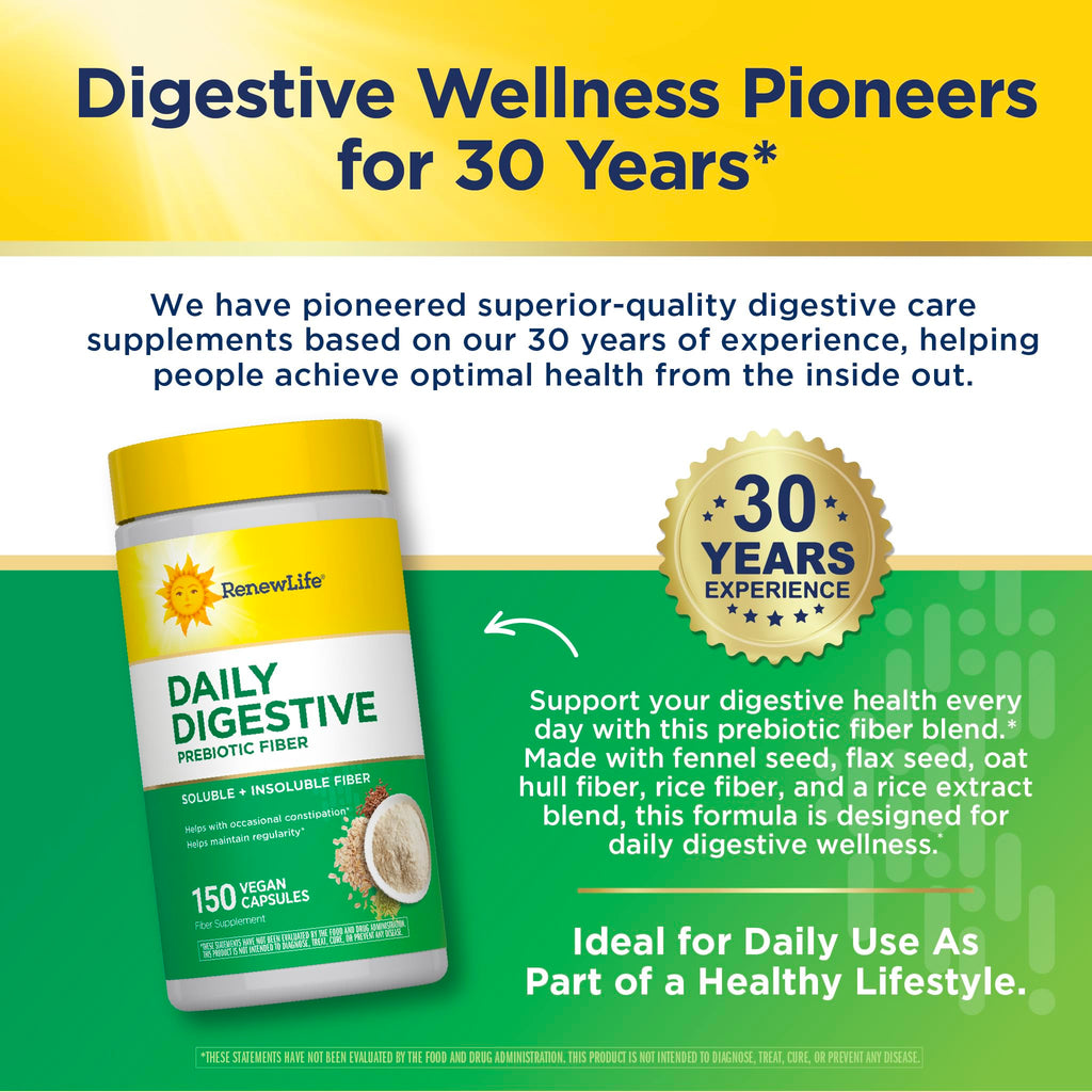 Renew Life Daily Digestive Prebiotic Fiber - 150 Vegan Capsules - image 7