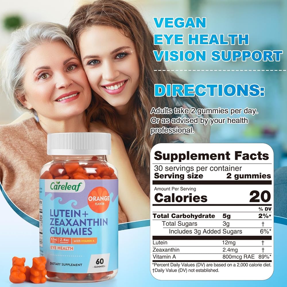 careleaf Vegan Lutein and Zeaxanthin Gummies for Eye Health - 60 Gummies - image 2