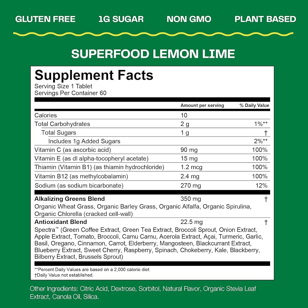 Amazing Grass Green Superfood Fizzy Tablets Lemon Lime - 30 Count - image 4