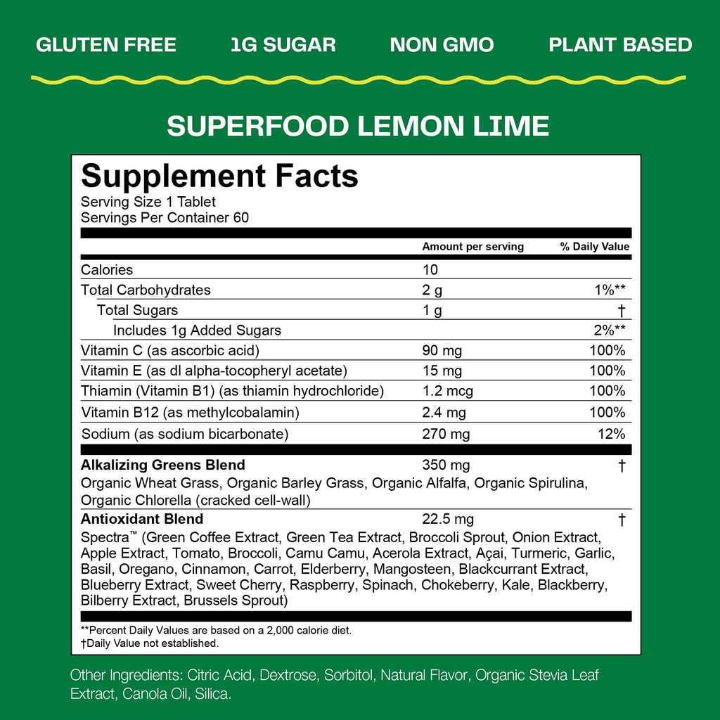 Amazing Grass Green Superfood Fizzy Tablets Lemon Lime - 30 Count - image 4