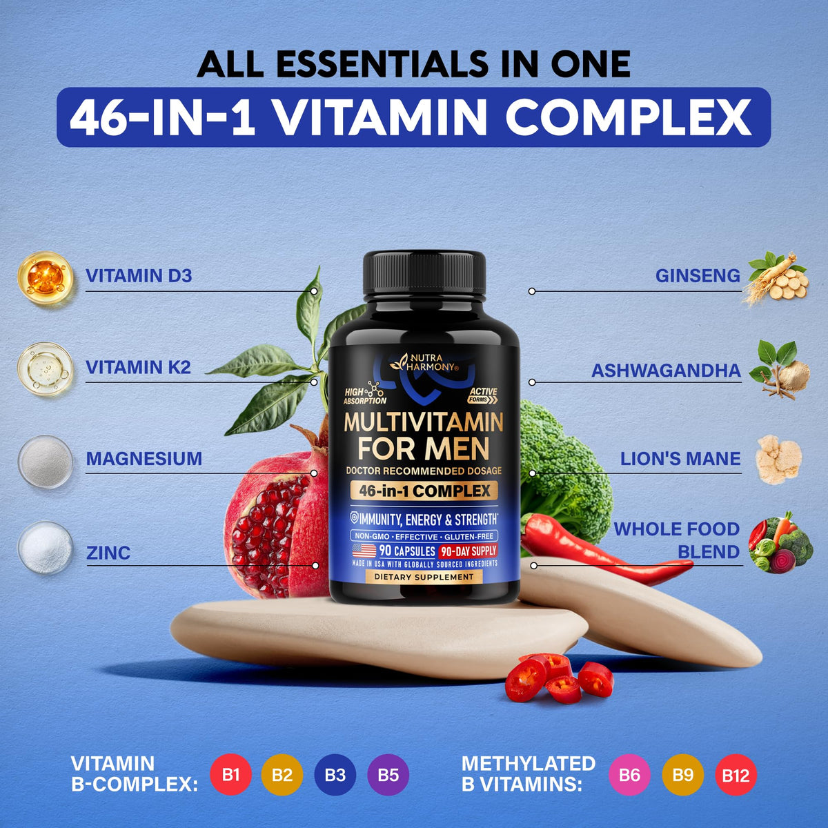 NUTRAHARMONY Multivitamin for Men - 90 Capsules - image 4