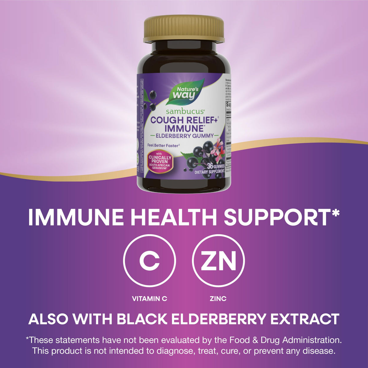 Nature's Way Sambucus Cough Relief Elderberry Gummy - 36 Gummies - image 4