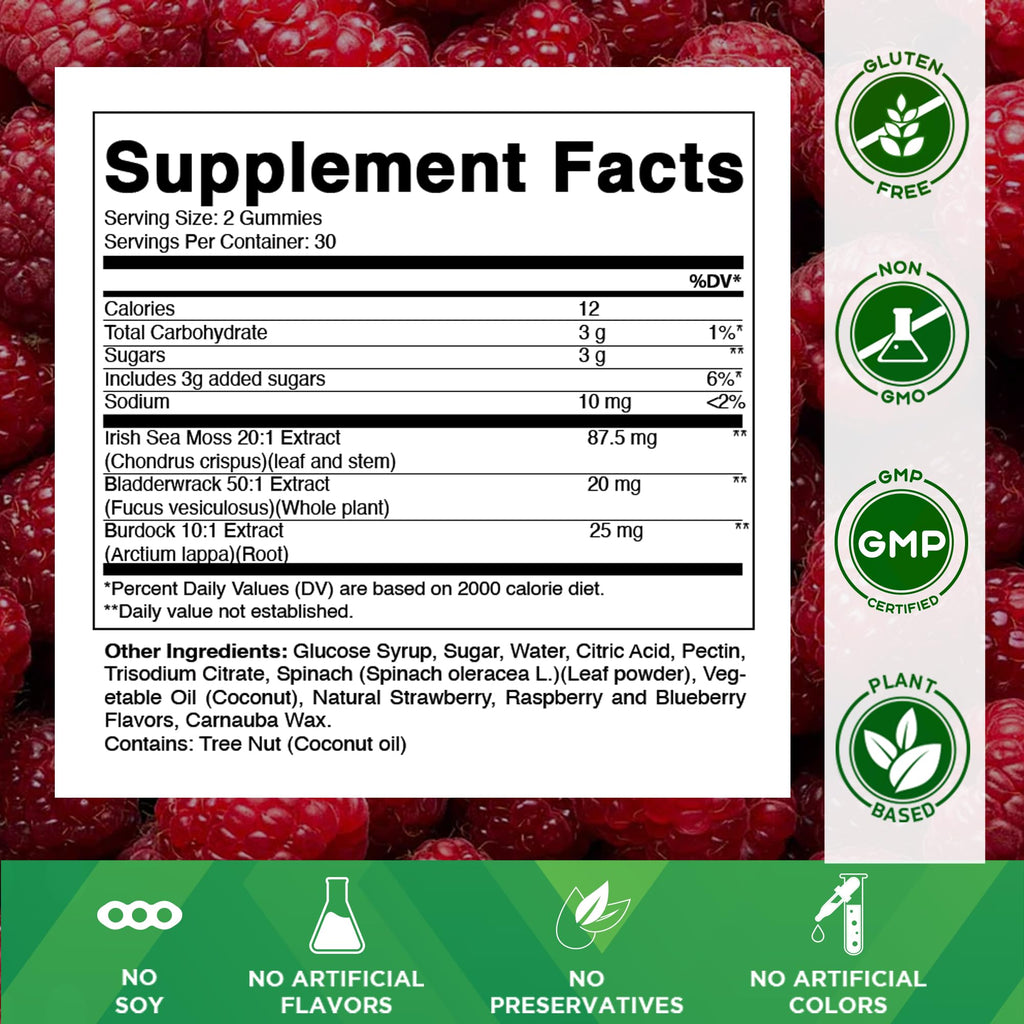 Vitamatic Sea Moss Gummies with Bladderwrack & Burdock - 60 Gummies - image 2