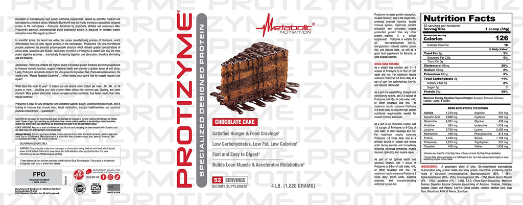 Metabolic Nutrition Protizyme 100% Whey Protein Powder - 52 Servings - image 2